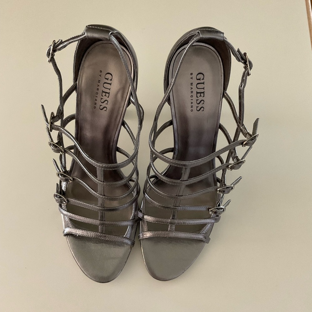 Guess Metallic Strappy Heels (Genevieve)